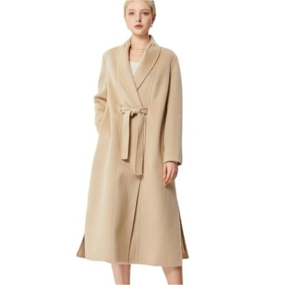 NWT Fangyan Kama Wool Coat In khaki Size‎ Small - Picture 1 of 10